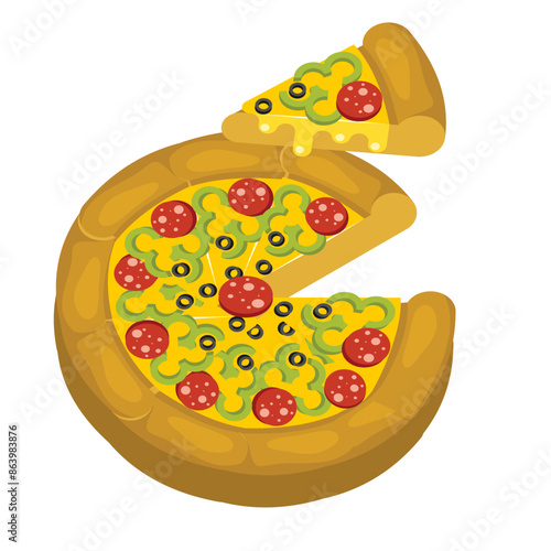 Pizza. Slice of pizza, vector illustration