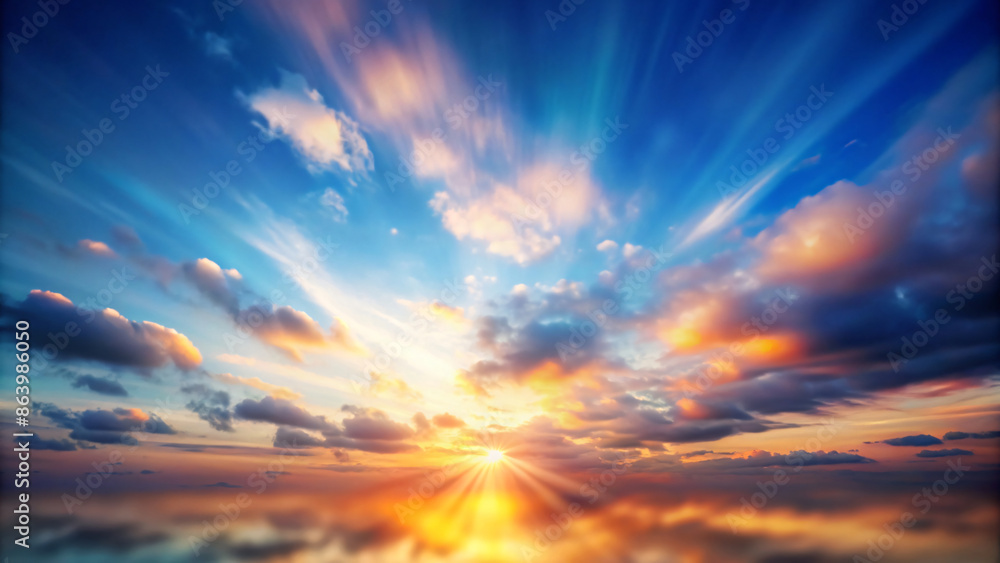 Sky with fluffy clouds and a bright sun peeking through Sky with fluffy clouds and a bright sun peeking through
