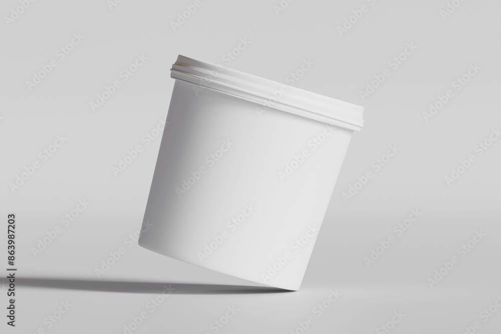 Ice cream and biscuit packaging container white color on gray background 3D illustration Ice cream and biscuit packaging container white color on gray background 3D illustration