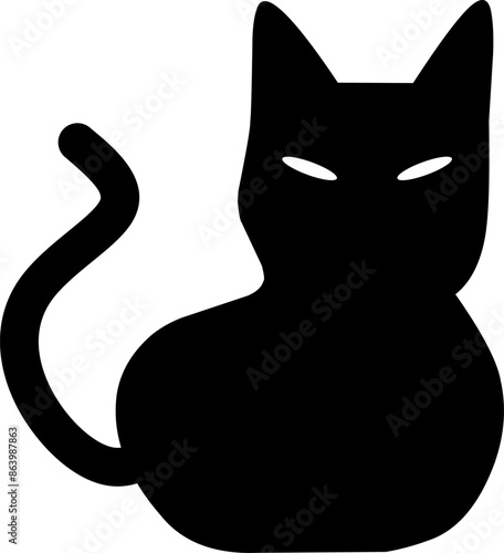 halloween  black dark cursed cat shadow vector icon 