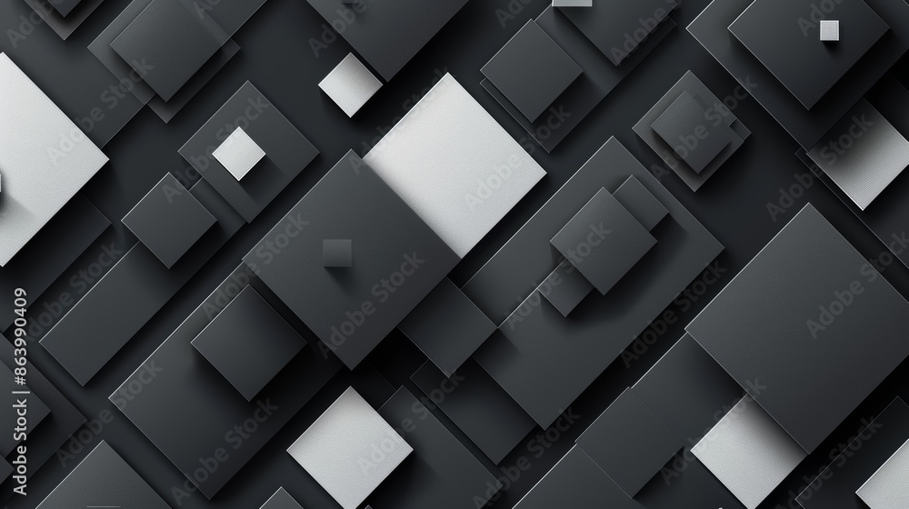 Abstract geometric pattern with black and white squares in a 3D perspective Abstract geometric pattern with black and white squares in a 3D perspective