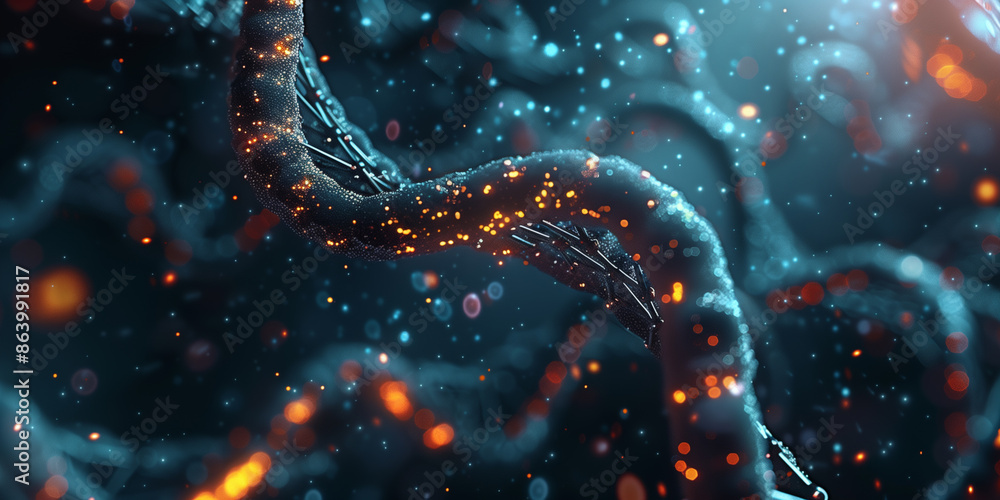 3D rendering of a DNA molecule, abstract background 3D rendering of a DNA molecule, abstract background