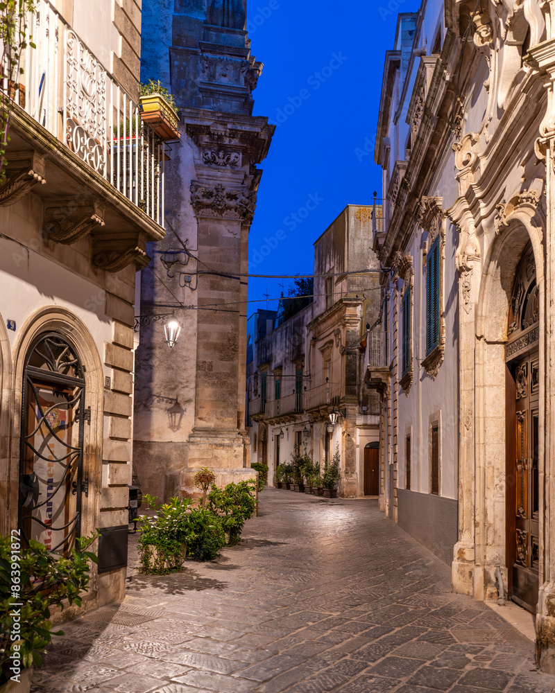 Fototapeta premium The Martina Franca City street night view in Italy