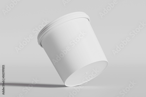 Ice cream and biscuit packaging container white color on gray background 3D illustration