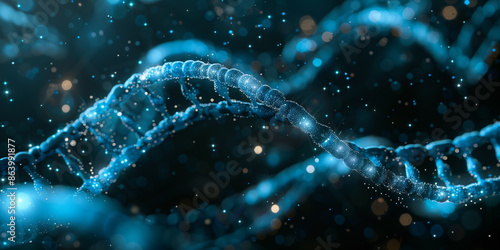 3D rendering of a DNA molecule, abstract background