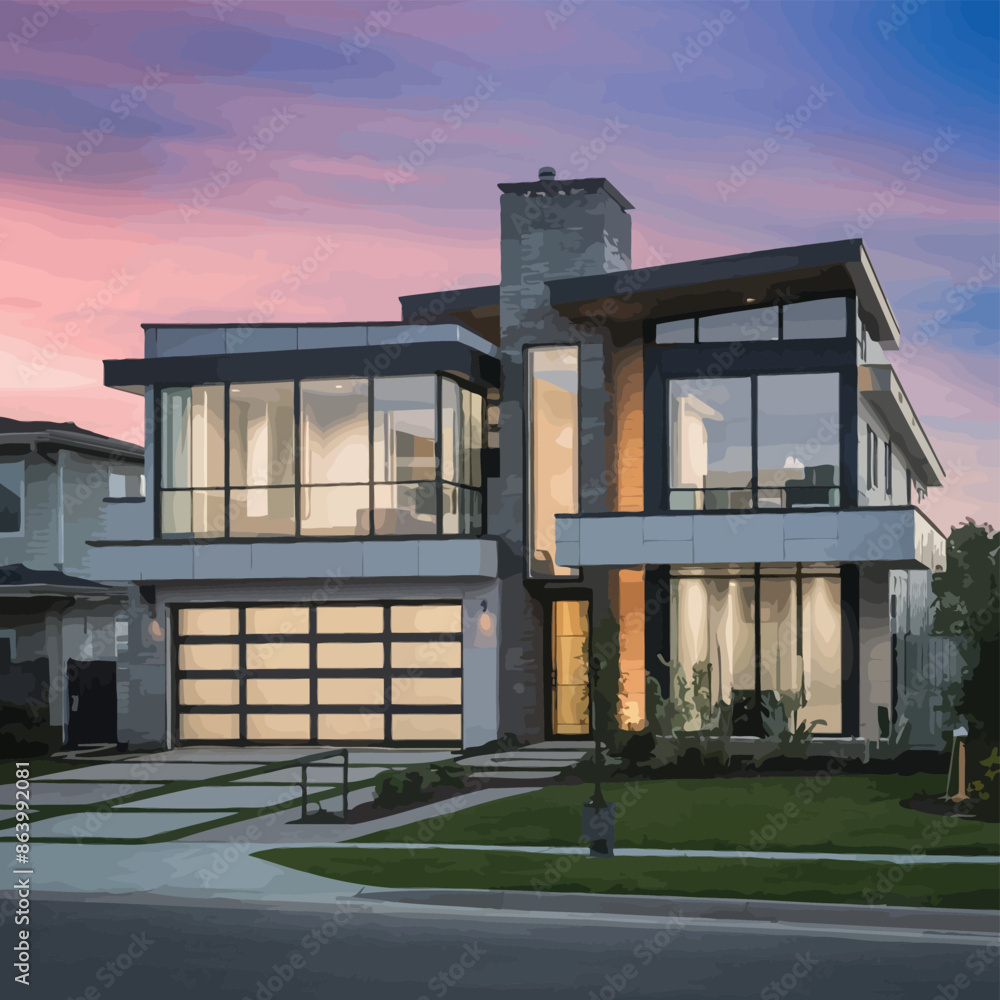 Picture of Modern Housing and Smart Home Technology, Contemporary Architecture ...
