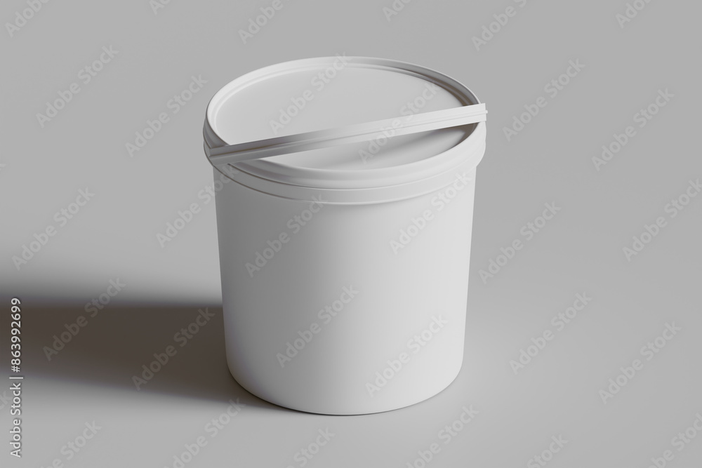Ice cream and biscuit packaging container white color on gray background 3D illustration Ice cream and biscuit packaging container white color on gray background 3D illustration