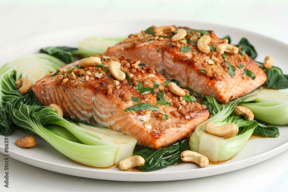 Scrumptious Cashew-Crusted Salmon and Bok Choy Creation Scrumptious Cashew-Crusted Salmon and Bok Choy Creation