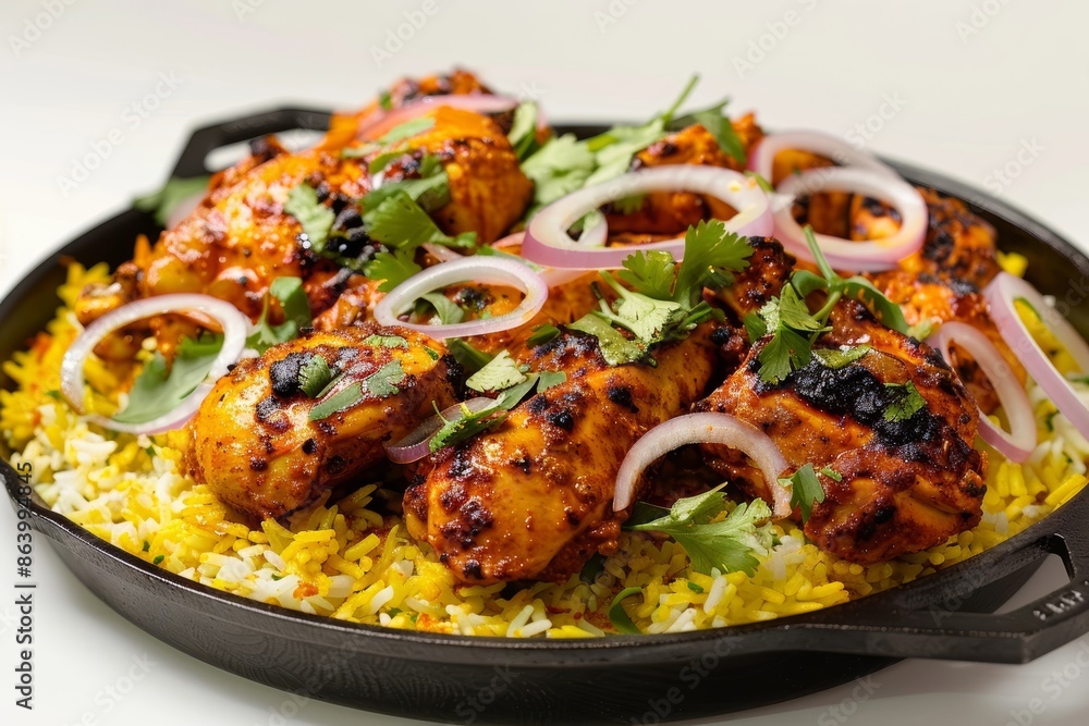 Golden-Brown Tandoori Chicken and Saffron Rice in Cast Iron Golden-Brown Tandoori Chicken and Saffron Rice in Cast Iron