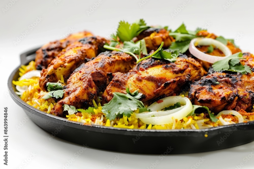 Golden-Brown Tandoori Chicken and Saffron Rice in Cast Iron Golden-Brown Tandoori Chicken and Saffron Rice in Cast Iron