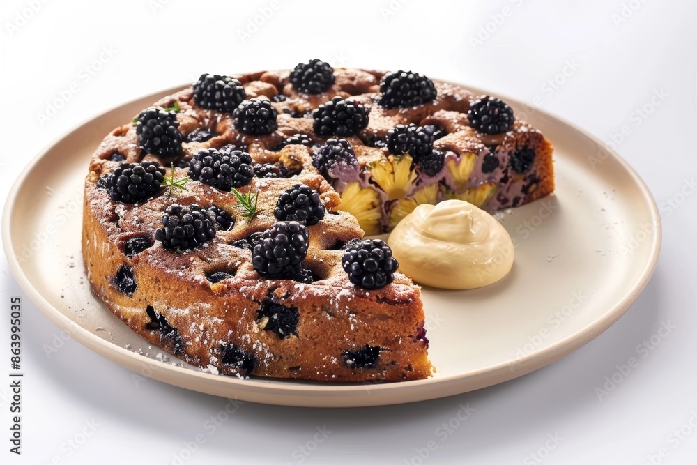 Exquisite Cast-Iron Fruit Cake with Blackberries and Pineapple Exquisite Cast-Iron Fruit Cake with Blackberries and Pineapple
