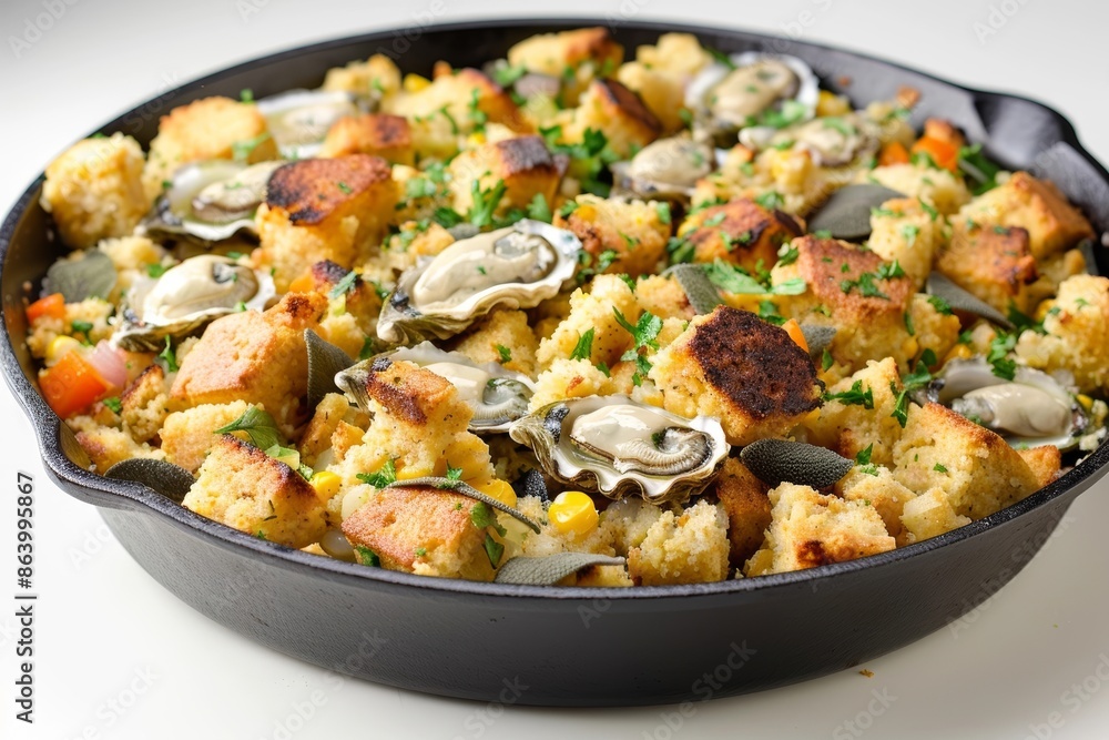 Plump Oysters and Cornbread Stuffing with Roasted Vegetables Plump Oysters and Cornbread Stuffing with Roasted Vegetables