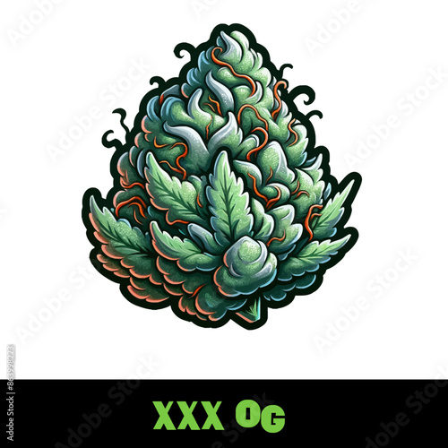 Vector Illustrated XXX OG Cannabis Bud Strain Cartoon