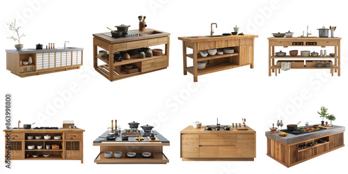 Kitchen counter japan muji transparent sample mockup isolated png with no background.