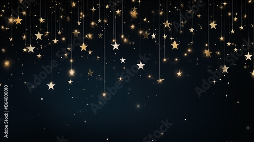 Decorative shining stars against dark sky, holiday background