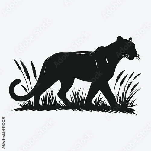 Majestic Panther Silhouette, Ideal for Art, Design, and Craft Projects