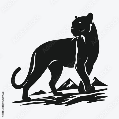 Majestic Panther Silhouette, Ideal for Art, Design, and Craft Projects