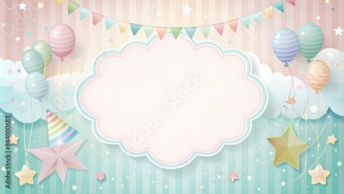 Baby Shower Invitation Template with Whimsical Background for Personalization