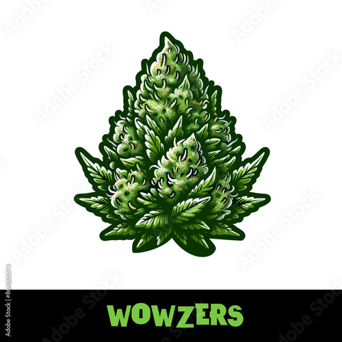 Vector Illustrated Wowzers Cannabis Bud Strain Cartoon
