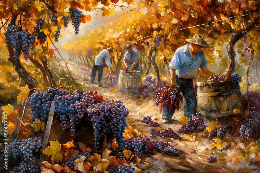 Vineyard winemaker working on a winery in the autumn Vineyard winemaker working on a winery in the autumn