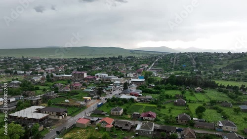 Aerial shot of the city of Tsalka. Georgia 2024 summer photo