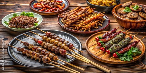 Traditional Beijing snacks including jianbing, fried scorpions, and lamb skewers, Beijing, specialties, traditional