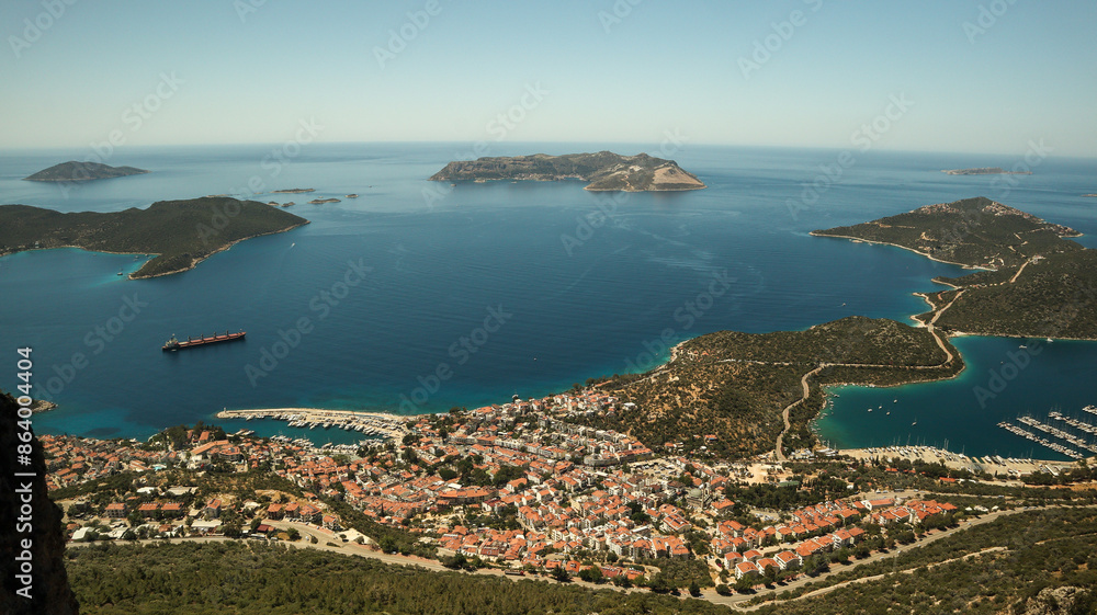 Fototapeta premium View of Kash city and the Mediterranean Sea, Turkey.