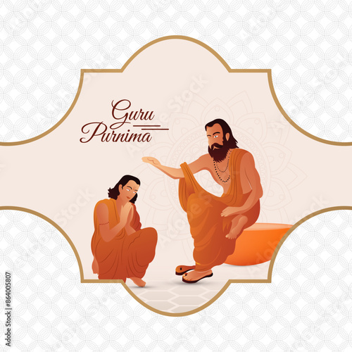 A man worshipping a spiritual guide. Tradition of India. guru and Student vector illustration design