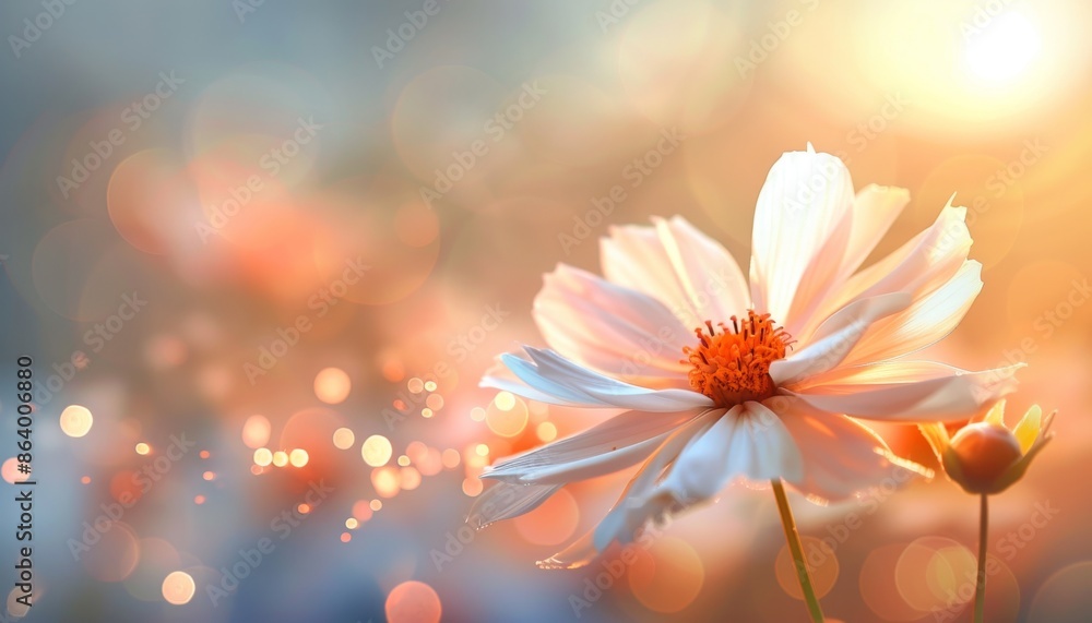 White Flower in Soft Bokeh Light White Flower in Soft Bokeh Light