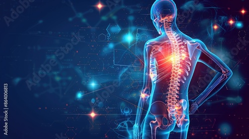 Illustrative image of Acupressure treatment for back pain. Generative AI.