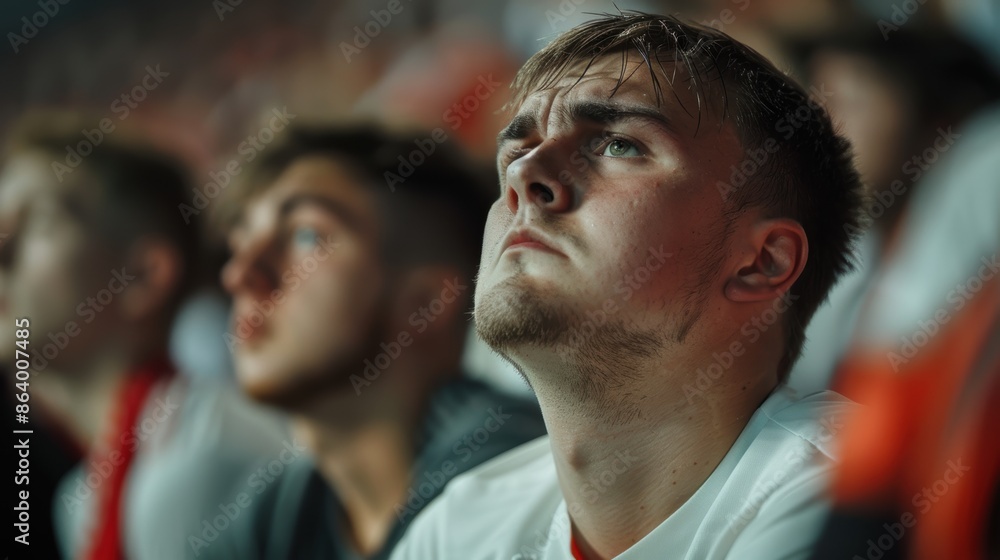 English football supporters, who were in the stadium for the live action, were furious over their team's loss. Football fan who is upset and disappointed after losing the championship game. English football supporters, who were in the stadium for the live action, were furious over their team's loss. Football fan who is upset and disappointed after losing the championship game.