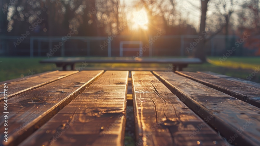 football field and wooden table football field and wooden table