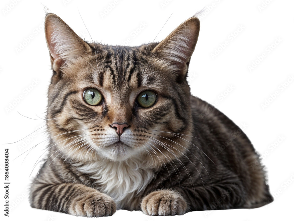 Naklejka premium Close up of an adorable cat isolated on a Transparent Background