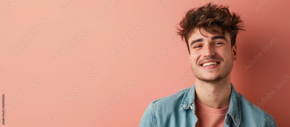 A happy young man with a stylish hairstyle and in casual clothes A happy young man with a stylish hairstyle and in casual clothes