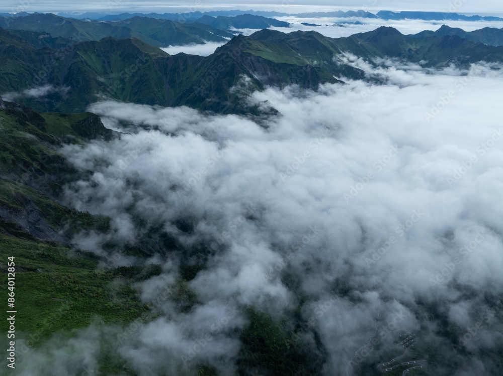 Aerial view of beautiful grassland mountain landscape Aerial view of beautiful grassland mountain landscape