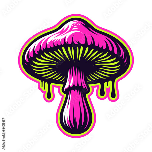 psychedelic style mushroom sticker illustration 