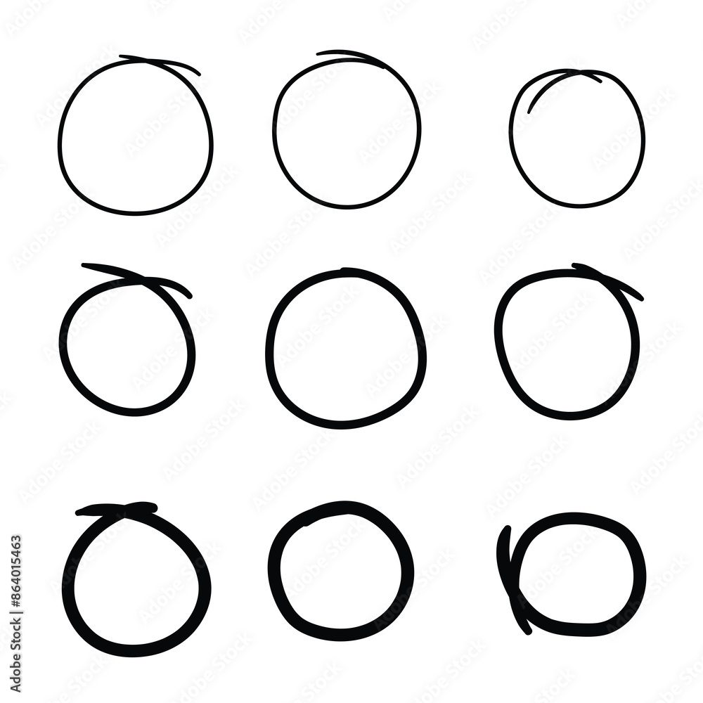 Hand drawn set of circles on a white background. Hand drawn set of circles on a white background.