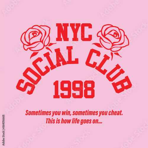 Lovely varsity slogan design with roses