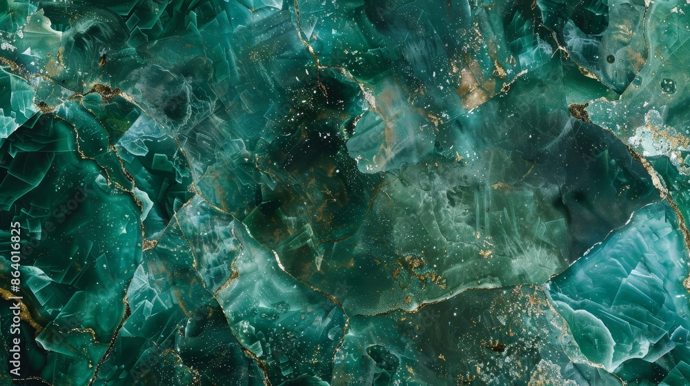 Smooth emerald and jade crystals shimmering particles and light reflections Smooth emerald and jade crystals shimmering particles and light reflections