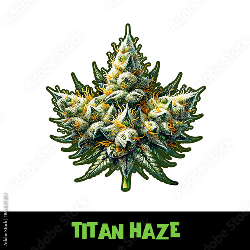 Vector Illustrated Titan Haze Cannabis Bud Strain Cartoon