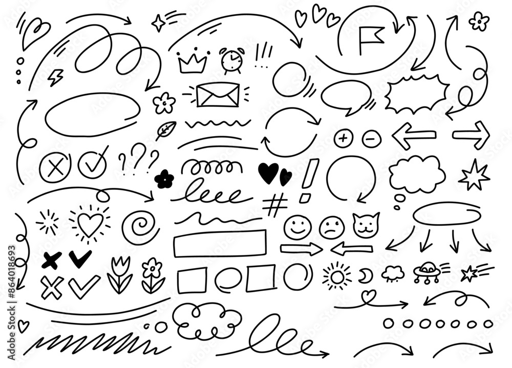 Vector set of hand-drawn arrows, elements for presentation Vector set of hand-drawn arrows, elements for presentation