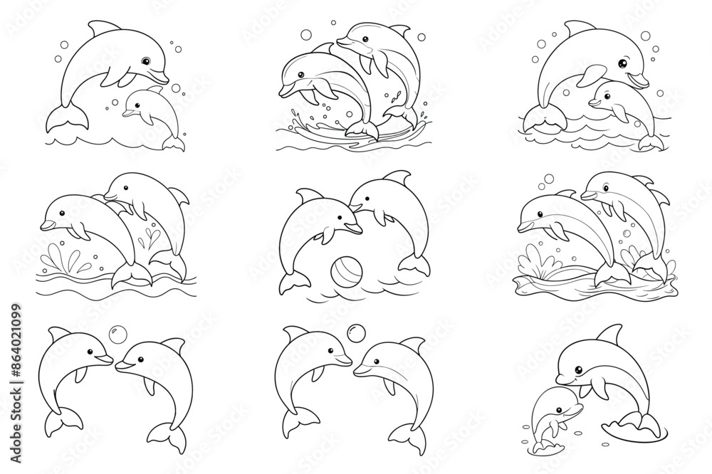 cute dolphin line art vector cute dolphin line art vector