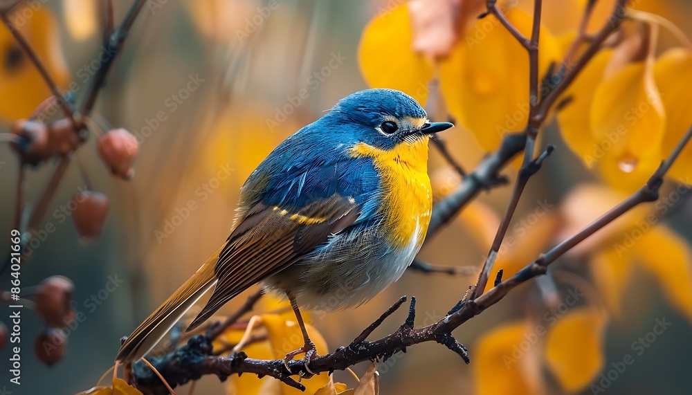 Blue Flycatcher (Cyornis fuliginosus) perched on a branch Blue Flycatcher (Cyornis fuliginosus) perched on a branch
