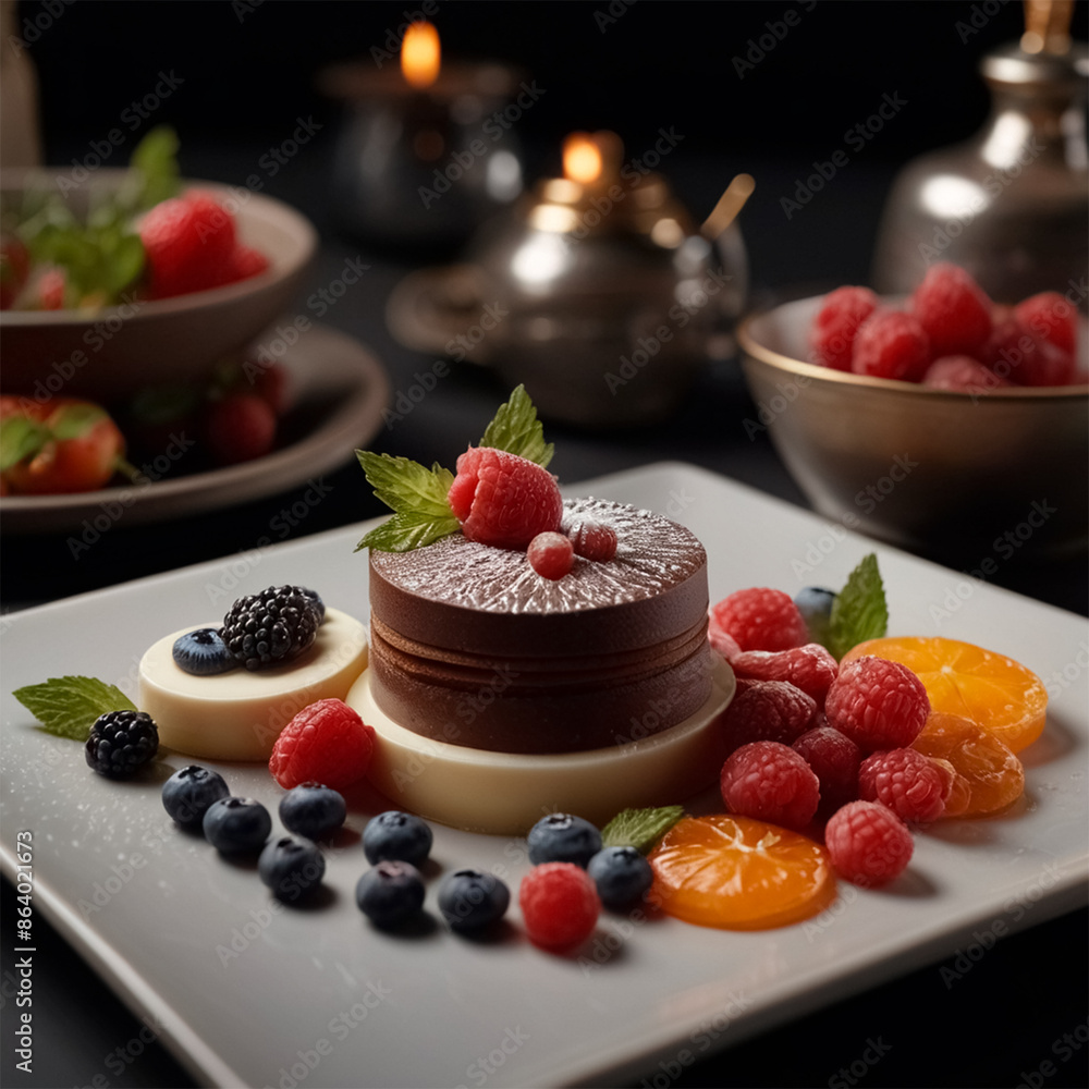 A juicy cake decorated with fresh berries, artfully arranged on a plate. The exquisite combination of flavors and textures turns this dessert into a real culinary masterpiece. A juicy cake decorated with fresh berries, artfully arranged on a plate. The exquisite combination of flavors and textures turns this dessert into a real culinary masterpiece.