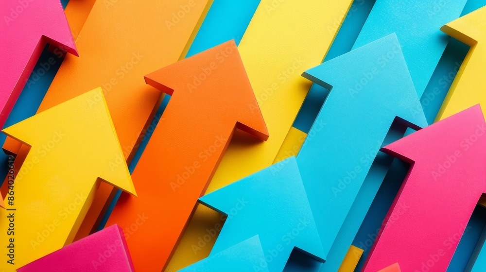 Vibrant arrows pointing upwards, symbolizing growth and progress, dynamic composition, bright colors, sleek and modern design Vibrant arrows pointing upwards, symbolizing growth and progress, dynamic composition, bright colors, sleek and modern design