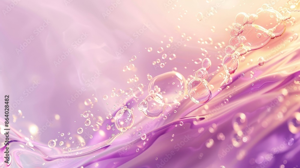 Tranquil background with drifting champagne bubbles and pastel lights Tranquil background with drifting champagne bubbles and pastel lights