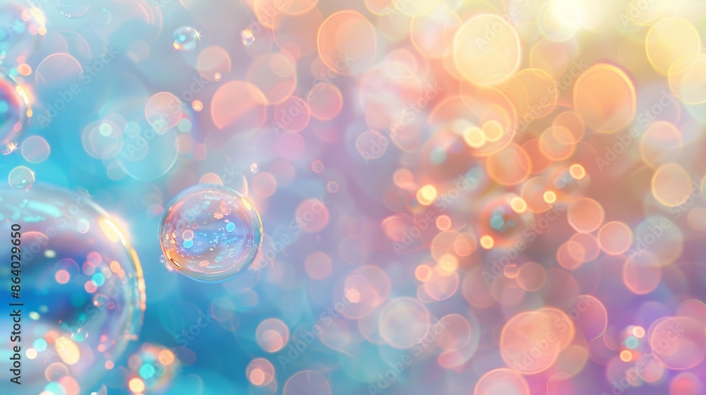 Silky champagne bubbles with pastel lights on a sapphire to sky blue gradient Silky champagne bubbles with pastel lights on a sapphire to sky blue gradient