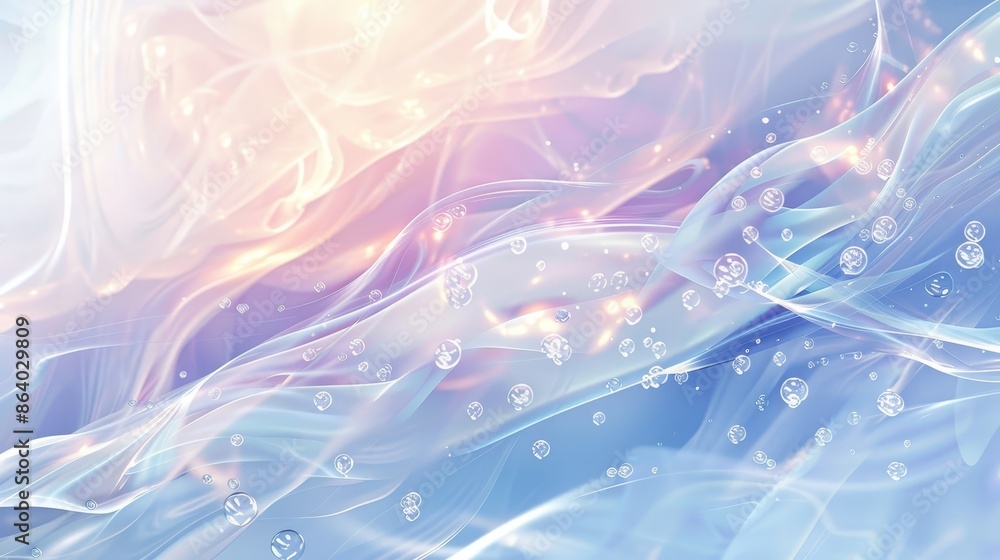 Fototapeta premium Champagne bubbles with pastel glows on a tranquil background