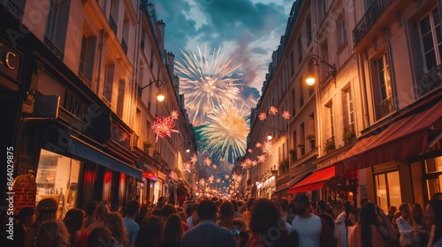 Bastille Day in France, celebrated on July 14th, features parades, fireworks, and parties, commemorating the French Revolution and the spirit of liberte photo