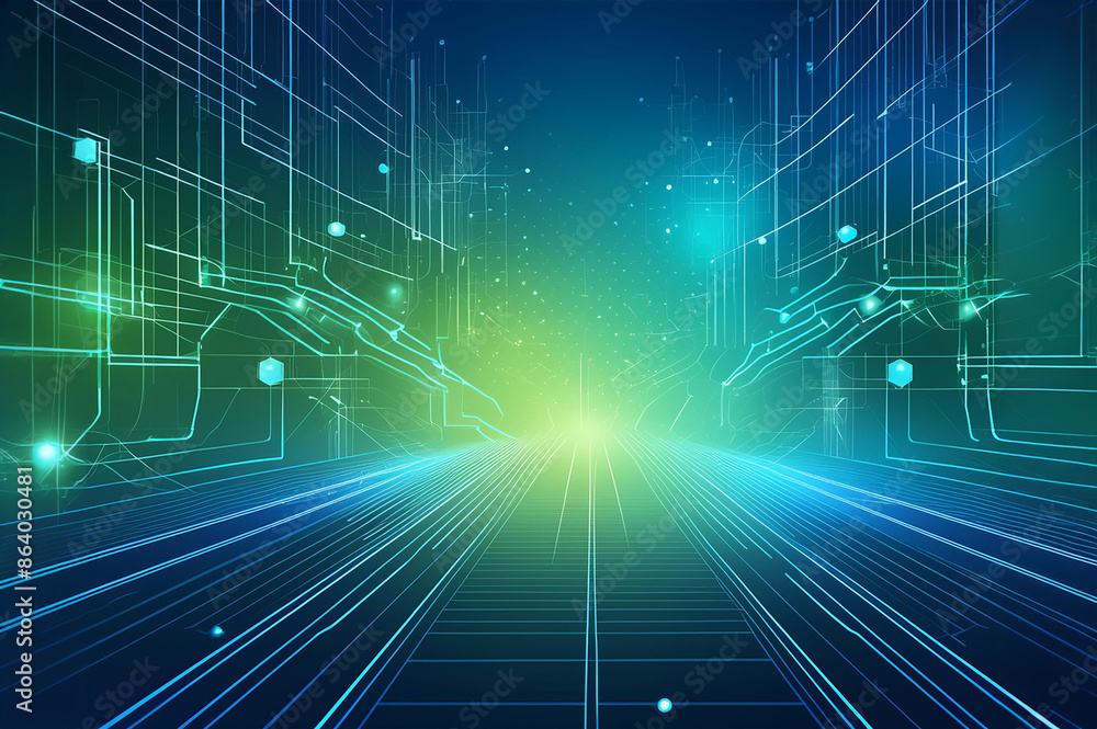 Digital technology banner green blue background concept with technology light effect, abstract tech, innovation future data, internet network, Ai big data, lines dots connection, illustration vector. Digital technology banner green blue background concept with technology light effect, abstract tech, innovation future data, internet network, Ai big data, lines dots connection, illustration vector.